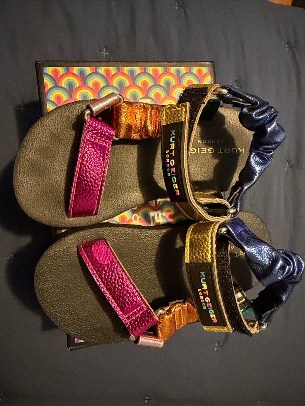 Kurt Geiger Metallic Rainbow Strap Sandals